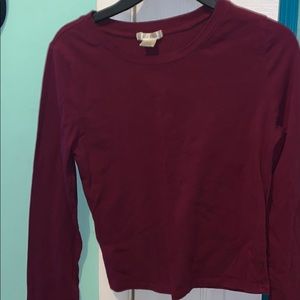 Burgundy long sleeve crop top